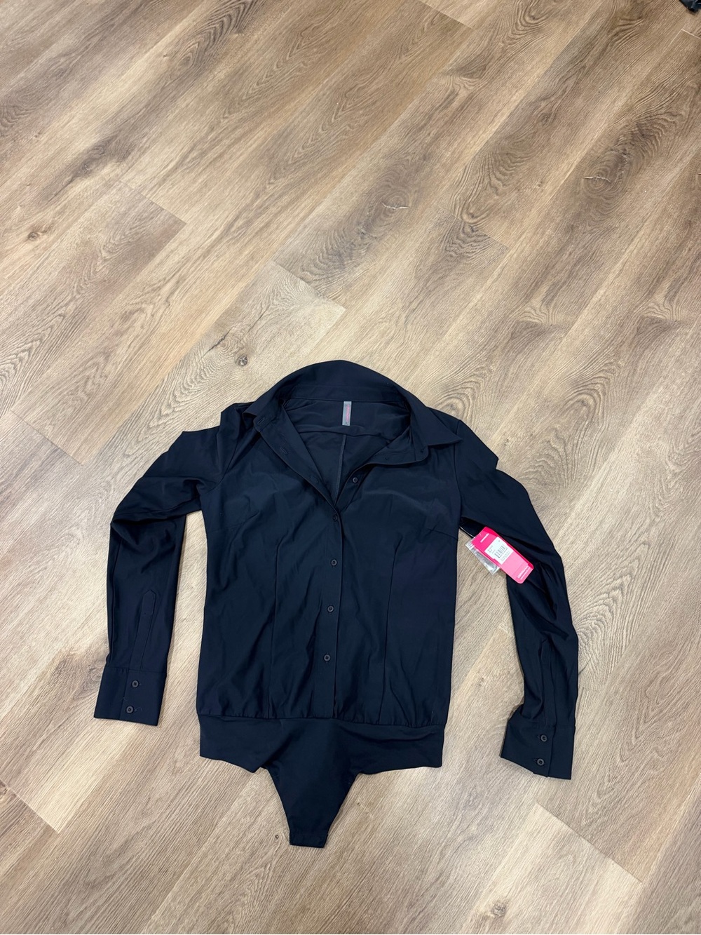 Black Button-Up Bodysuit Shirt